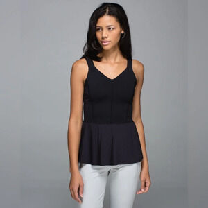 lululemon Athletica Black Peplum Top, Size 6